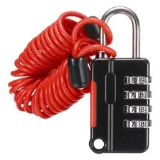 Luggage Lock, 4 Digit Combination Padlock with Flexible Red Cable (130cm)