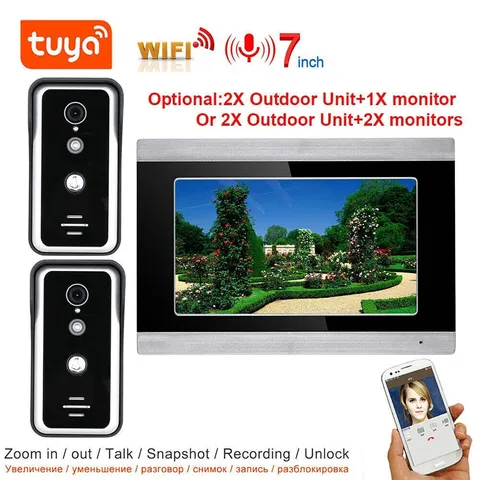 7" Touch Wifi Tuya Monitor Video Door Phone Intercom for Home Multi-language