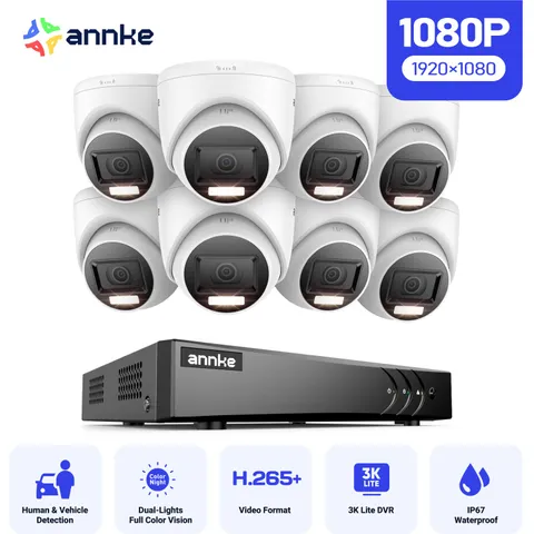 ANNKE 3K Lite 8CH DVR 1080P Security Camera System Color Night Vision AI Detect