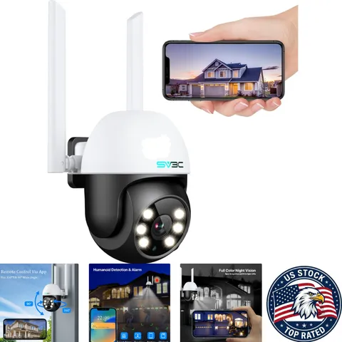Waterproof PTZ Security Camera - 24/7 Monitoring, Auto Tracking, SD Storage