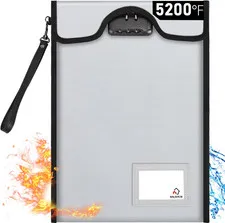 Fireproof Document Bag with Lock 15 x 11 Inch Water Resistant Money File Pouch