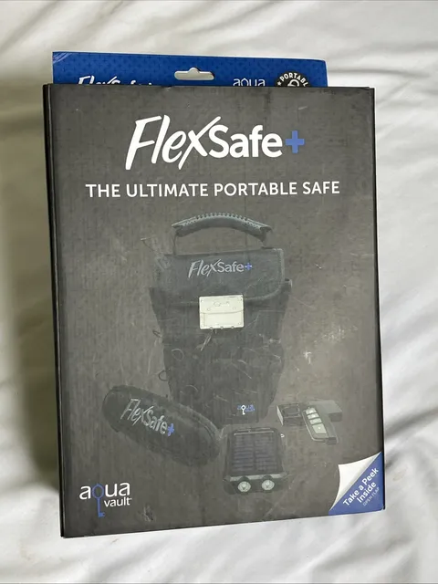 NEW Flex Safe by Aqua Vault Anti Theft Portable Safe w/Battery & Solar Charger