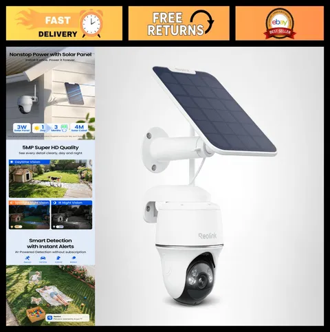 Wireless Outdoor Security Camera, 5MP 2K+ Color Night Vision, Pan Tilt, Solar Po