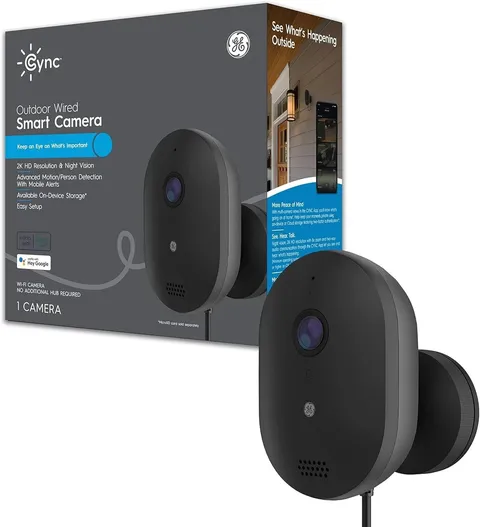 GE Smart Outdoor Security Camera, 2K HD Camera, Weather-Resistant, Night Vision