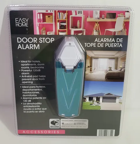 Easy Home Door Stop Alarm, Ant-Skid Pad, NEW 