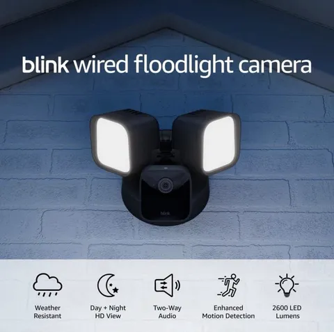 Blink Wired Floodlight Camera Black B0B5VLCL1N BFM00100UW New Open Box