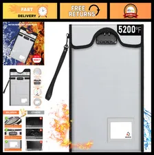 Fireproof Waterproof Document Bag with Lock - 15"x11" for A4, A5, Cash, Jewelry