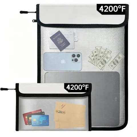 Fireproof Waterproof Document Bag with 2 Pockets - 4200℉ Heat Protection, Secure