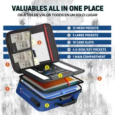 Portable Fireproof Document Bag with Lock Multi-Layer File Organizer