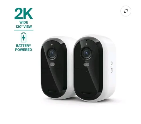 (2-Pack) Arlo Outdoor 2K Security Camera Essential 3rd Gen - Battery Powered