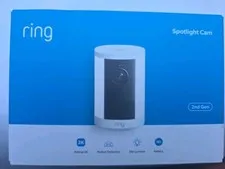 Ring Spotlight Cam 2nd Gen Battery Outdoor Security Camera (White)