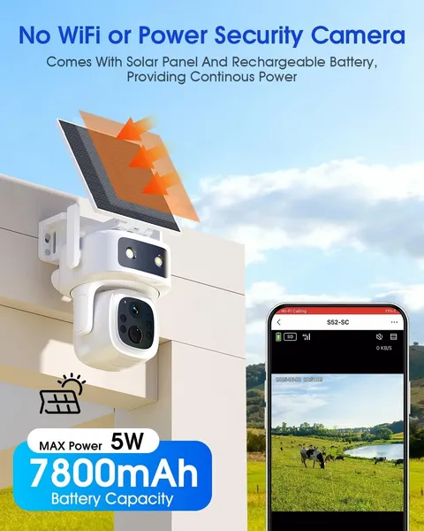 [1 YEAR NO MONTHLY FEES] Solar Powered No Wifi Camera Built-In 4G LTE SIM Card