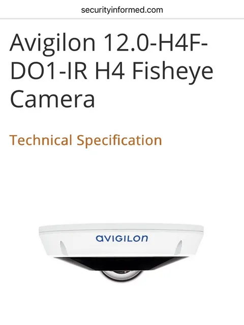 Avigilon 12.0-H4F-DO1-IR Fisheye Dome Surveillance Camera (Scuffed Dome & Lens)