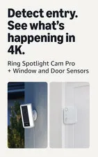 Ring Spotlight Cam Pro (newest model), White with 4 Window and Door Sensors (new