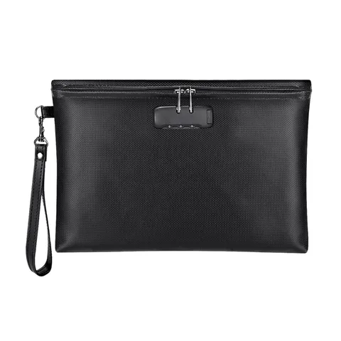 Fireproof Money Bag with Lock, 11.2"x7.6" Fireproof Cash Bag with Zipper Clos...