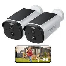 Solar Security Cameras Wireless Outdoor, 2K/3MP Battery Powered Camera with I...