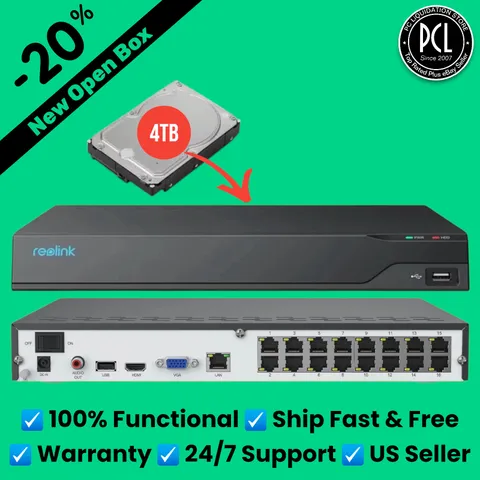 ✅ Reolink 4K 16-Channel (16-CH) PoE NVR Security Camera System 4TB HDD NVS16 ✅