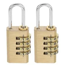 Brass Combination Lock 2.36", 2Pcs 4 Digit Resettable Combination Padlock Yellow