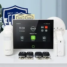 HOMSECUR Wireless WIFI 4G 2G SMS Autodial LCD Home Security 7" Alarm System