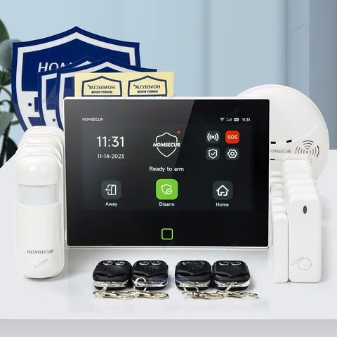 HOMSECUR Wireless WIFI 4G 2G SMS Autodial LCD Home Security 7" Alarm System