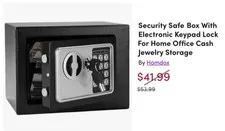 New Homdox Black Home Metal safe with keypad or key entry