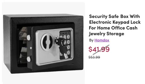 New Homdox Black Home Metal safe with keypad or key entry