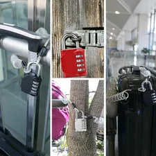 2 Pack  4 Digit Combination Lock, Outdoor Waterproof Padlock with Steel Cable...