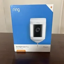 Ring Spotlight Cam Plus Plug-In White  Outdoor/Indoor Camera Brand New Sealed.