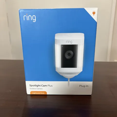 Ring Spotlight Cam Plus Plug-In White  Outdoor/Indoor Camera Brand New Sealed.