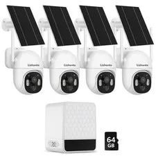 ** NEW Solar Security Camera Kit | Wireless | Color Night Vision | 64GB Storage
