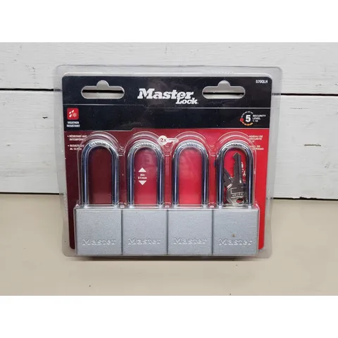 Lot of (4) Master Lock Padlocks 2" Silver-Tone Keyed Alike 570QLH ~ Brand New