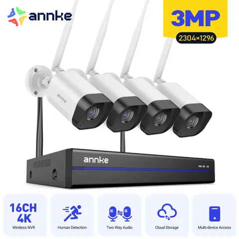 ANNKE 16CH 4K NVR Wireless 3MP Security IP Camera System Two Way Audio Recording