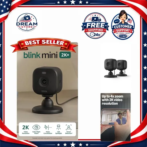 Blink Mini 2K+ Indoor Security Camera 2 Pack Wi-Fi Night Vision