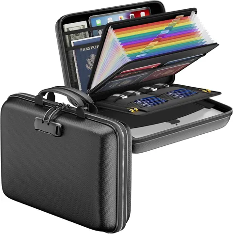 Fireproof File Organizer with Lock, Hard-Shell Case Fireproof Document Box with