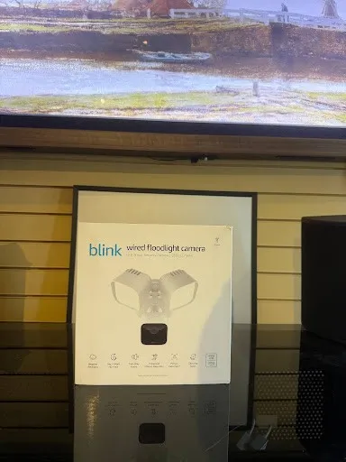 BLINK Wired Floodlight Camera Smart Outdoor Security, 2600 Lumens, White In-Hand