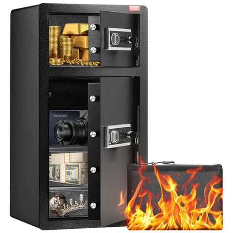 VEVOR Double Door 5.5 Cu.Ft Safe Box with Key Lock Password Cabinet Black