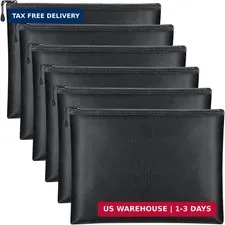 Epakh 6 Pack Fireproof Document Bags 13.4 x 9.4 Inch Waterproof and Fireproof Mo