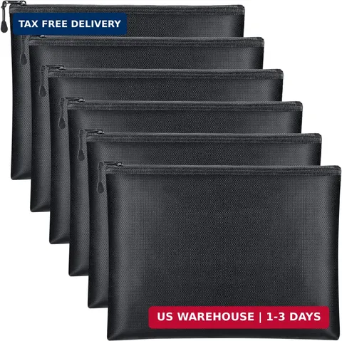 Epakh 6 Pack Fireproof Document Bags 13.4 x 9.4 Inch Waterproof and Fireproof Mo