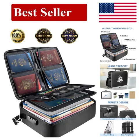 Fireproof Document Box with Lock, Portable Fireproof Document Bag Waterproof ...