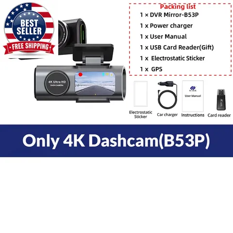 Dash Cam Dual Lens 4K UHD Recording Car Camera DVR Night Vision Video Recorder S