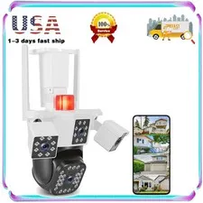 4-Lens WiFi 1080P HD Security Camera Pan &Tilt Color Night Vision Remote Viewing