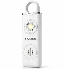 Police Personal Alarm 130dB Self Defense Safety Keychain SOS Rechargeable White