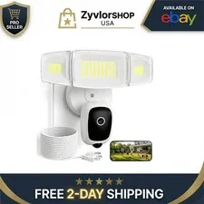 Olafus Floodlight Camera 2K HD Outdoor Security, Color Night Vision, Alexa