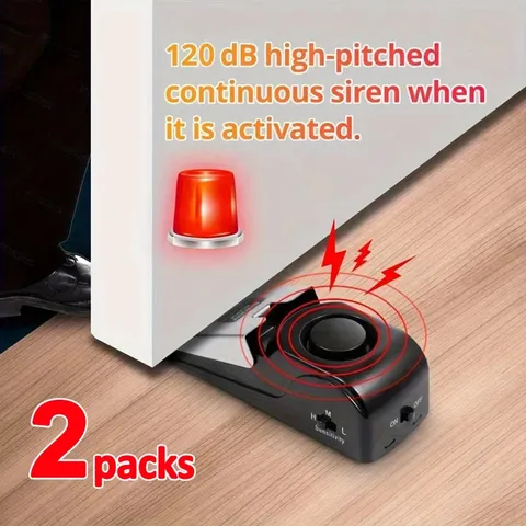Portable 120dB Door Stop Alarm with Adjustable Sensitivity for Home, Travel