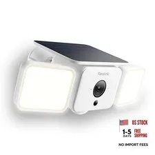 Solar Floodlight Cam, 2K 150° Security Cameras Wireless Outdoor, Up to 1000lm