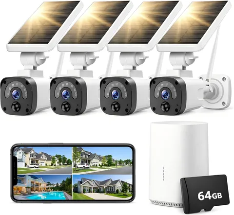 Solar Security Camera Wireless Outdoor 2.5K with SD Card