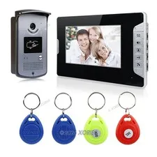 7" Color Video Door Phone Doorbell Home Intercom Entry Keyfobs Unlock 1-In 1-Out