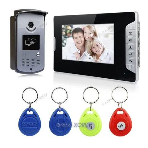 7" Color Video Door Phone Doorbell Home Intercom Entry Keyfobs Unlock 1-In 1-Out