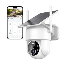 Cámara Solar WiFi 2K Exterior 360° con IA, Visión Nocturna y Audio Bidireccional