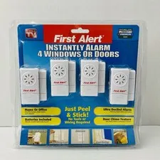 4 Pack First Alert Premium Window/Door Alarm Systems Peel & Stick